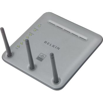 f5d8230-4 | Belkin Pre-N F5D8230-4 Wireless Router IEEE 802.11a/b/g 3 x Antenna ISM Band 108 Mbps Wireless Speed 4 x Network Port