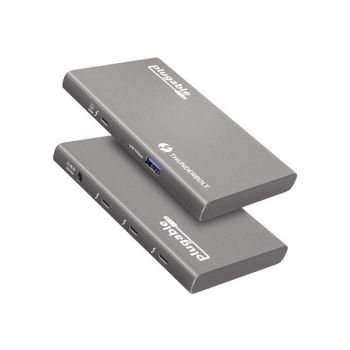 USB4-HUB3A | Plugable USB4 Hub 5-in-1 Thunderbolt 4 Hub 60W 1x USB-C to HDMI Adapter